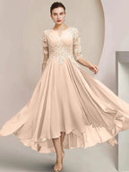 A-Line/Princess Scoop Tea-Length Mother of the Bride Dresses by Dreamylily
