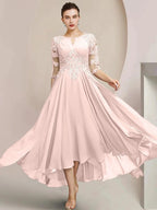 A-Line/Princess Scoop Tea-Length Mother of the Bride Dresses by Dreamylily