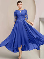A-Line/Princess Scoop Tea-Length Mother of the Bride Dresses by Dreamylily