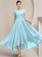 A-Line/Princess Scoop Tea-Length Mother of the Bride Dresses by Dreamylily