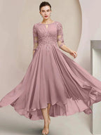 A-Line/Princess Scoop Tea-Length Mother of the Bride Dresses by Dreamylily