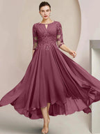 A-Line/Princess Scoop Tea-Length Mother of the Bride Dresses by Dreamylily