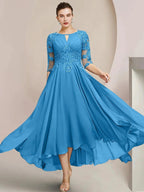A-Line/Princess Scoop Tea-Length Mother of the Bride Dresses by Dreamylily