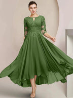 A-Line/Princess Scoop Tea-Length Mother of the Bride Dresses by Dreamylily