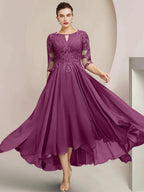 A-Line/Princess Scoop Tea-Length Mother of the Bride Dresses by Dreamylily