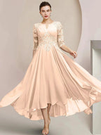 A-Line/Princess Scoop Tea-Length Mother of the Bride Dresses by Dreamylily