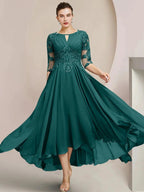 A-Line/Princess Scoop Tea-Length Mother of the Bride Dresses by Dreamylily