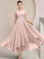 A-Line/Princess Scoop Tea-Length Mother of the Bride Dresses by Dreamylily