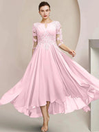 A-Line/Princess Scoop Tea-Length Mother of the Bride Dresses by Dreamylily