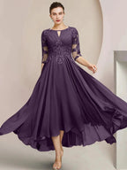 A-Line/Princess Scoop Tea-Length Mother of the Bride Dresses by Dreamylily