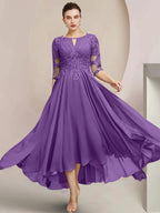 A-Line/Princess Scoop Tea-Length Mother of the Bride Dresses by Dreamylily
