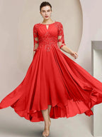 A-Line/Princess Scoop Tea-Length Mother of the Bride Dresses by Dreamylily