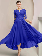 A-Line/Princess Scoop Tea-Length Mother of the Bride Dresses by Dreamylily