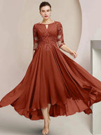 A-Line/Princess Scoop Tea-Length Mother of the Bride Dresses by Dreamylily
