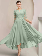 A-Line/Princess Scoop Tea-Length Mother of the Bride Dresses by Dreamylily