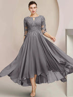 A-Line/Princess Scoop Tea-Length Mother of the Bride Dresses by Dreamylily