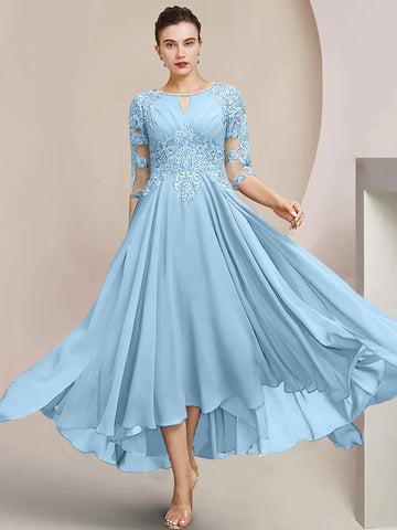 A-Line/Princess Scoop Tea-Length Mother of the Bride Dresses