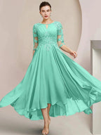 A-Line/Princess Scoop Tea-Length Mother of the Bride Dresses by Dreamylily