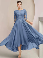 A-Line/Princess Scoop Tea-Length Mother of the Bride Dresses by Dreamylily