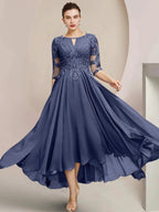 A-Line/Princess Scoop Tea-Length Mother of the Bride Dresses by Dreamylily