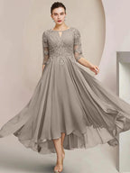 A-Line/Princess Scoop Tea-Length Mother of the Bride Dresses by Dreamylily