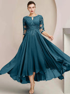 A-Line/Princess Scoop Tea-Length Mother of the Bride Dresses by Dreamylily