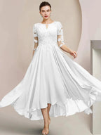 A-Line/Princess Scoop Tea-Length Mother of the Bride Dresses by Dreamylily