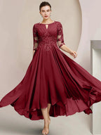 A-Line/Princess Scoop Tea-Length Mother of the Bride Dresses by Dreamylily