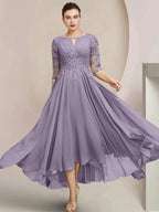 A-Line/Princess Scoop Tea-Length Mother of the Bride Dresses by Dreamylily