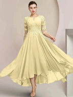 A-Line/Princess Scoop Tea-Length Mother of the Bride Dresses by Dreamylily