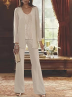 Chiffon Mother of the Bride Pantsuits with Jacket by Dreamylily