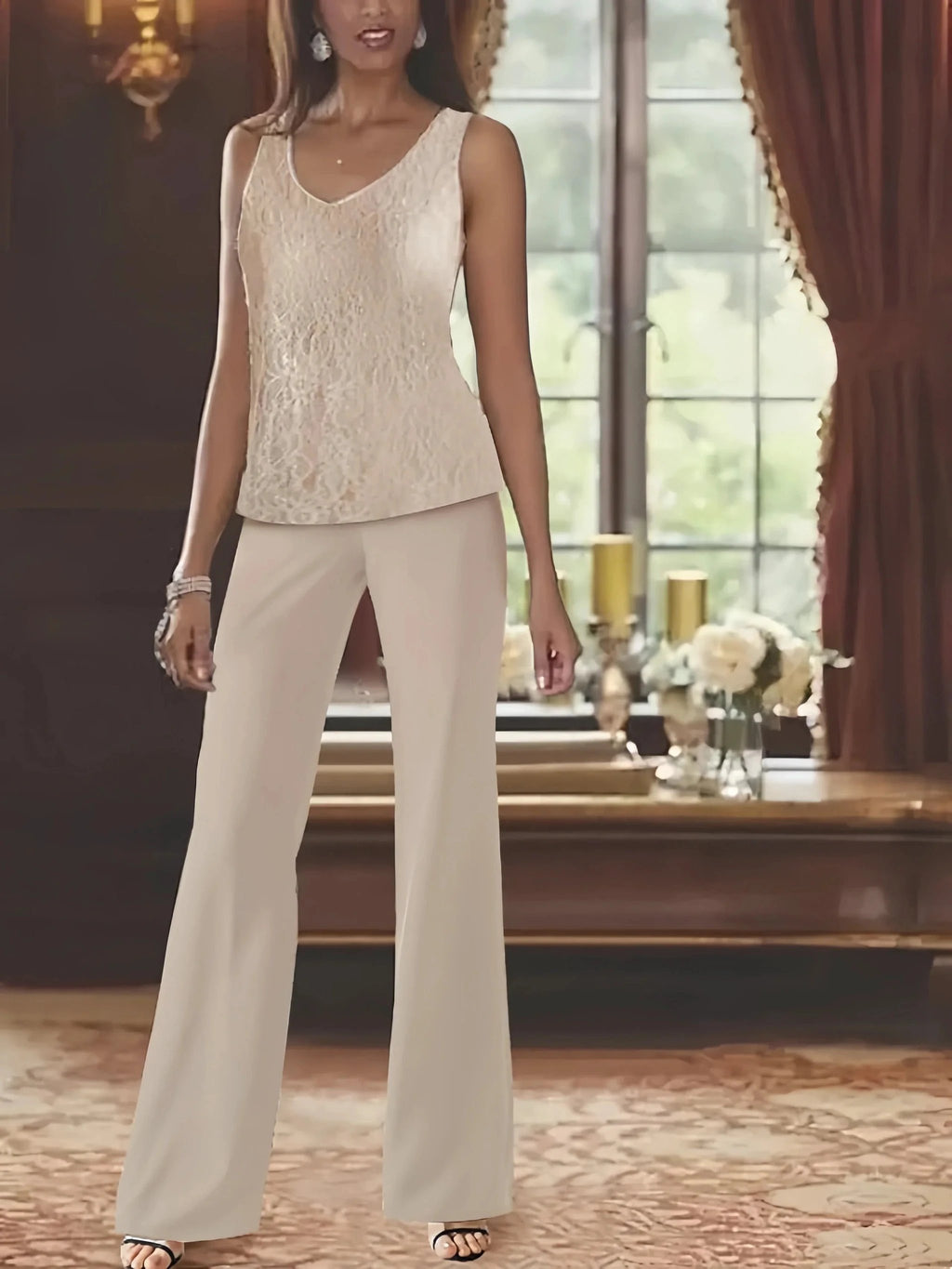 Chiffon Mother of the Bride Pantsuits with Jacket by Dreamylily