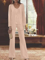 Chiffon Mother of the Bride Pantsuits with Jacket by Dreamylily