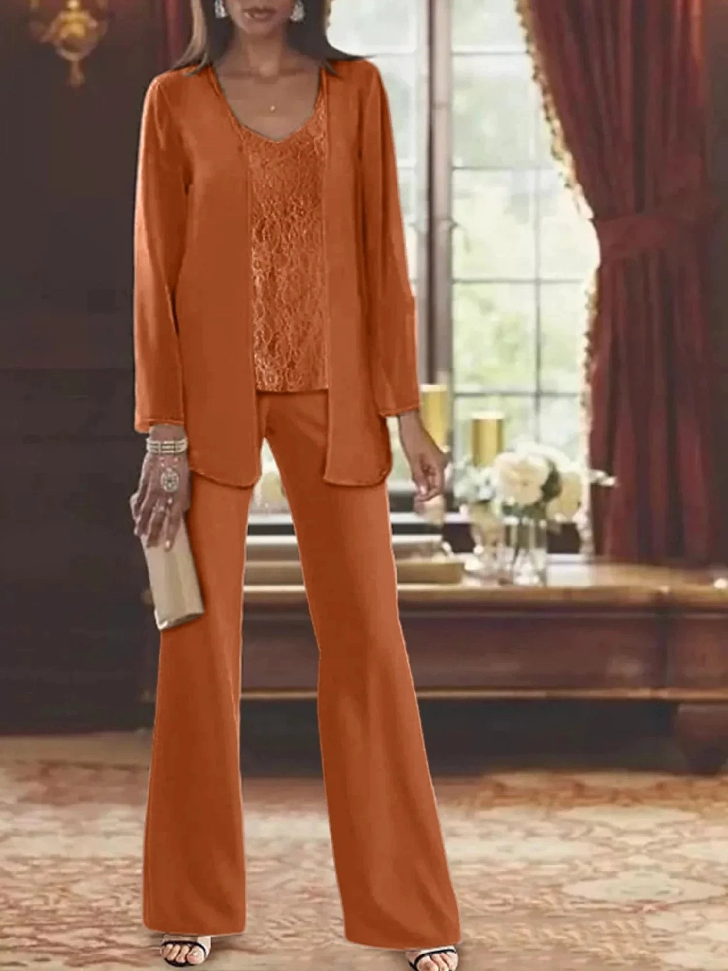 Chiffon Mother of the Bride Pantsuits with Jacket by Dreamylily