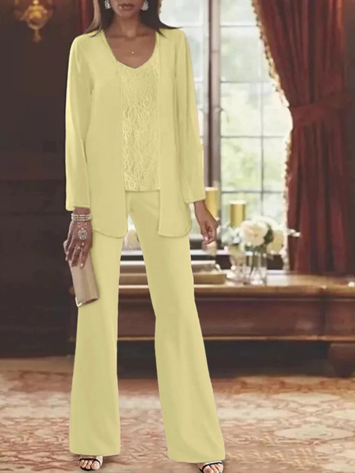 Chiffon Mother of the Bride Pantsuits with Jacket by Dreamylily