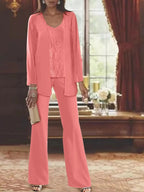 Chiffon Mother of the Bride Pantsuits with Jacket by Dreamylily
