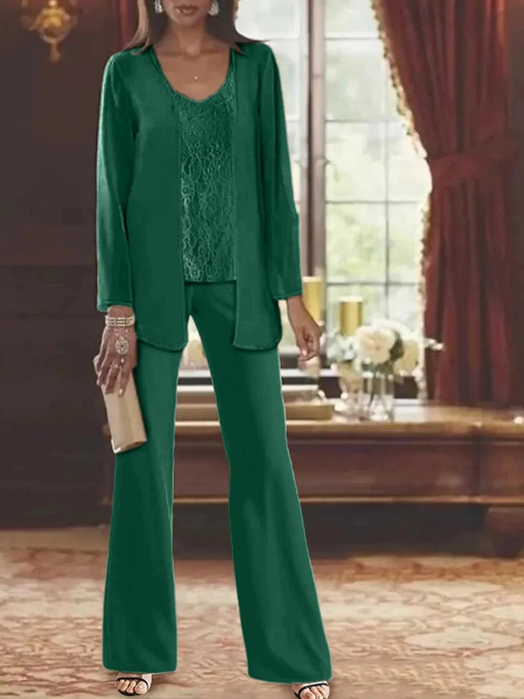 Chiffon Mother of the Bride Pantsuits with Jacket by Dreamylily