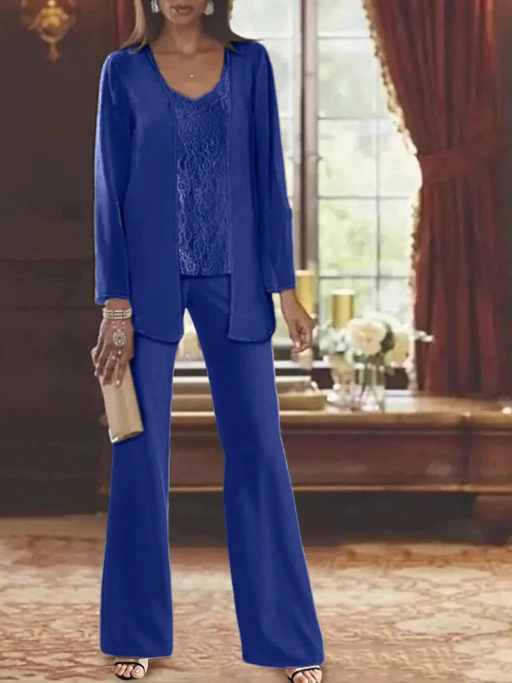 Chiffon Mother of the Bride Pantsuits with Jacket by Dreamylily