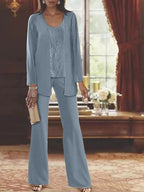 Chiffon Mother of the Bride Pantsuits with Jacket by Dreamylily