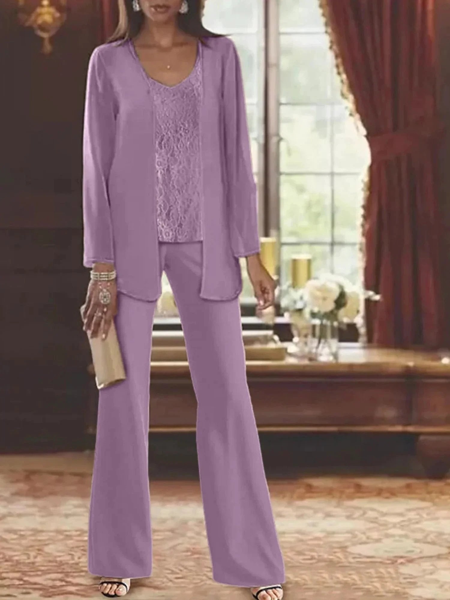 Chiffon Mother of the Bride Pantsuits with Jacket by Dreamylily