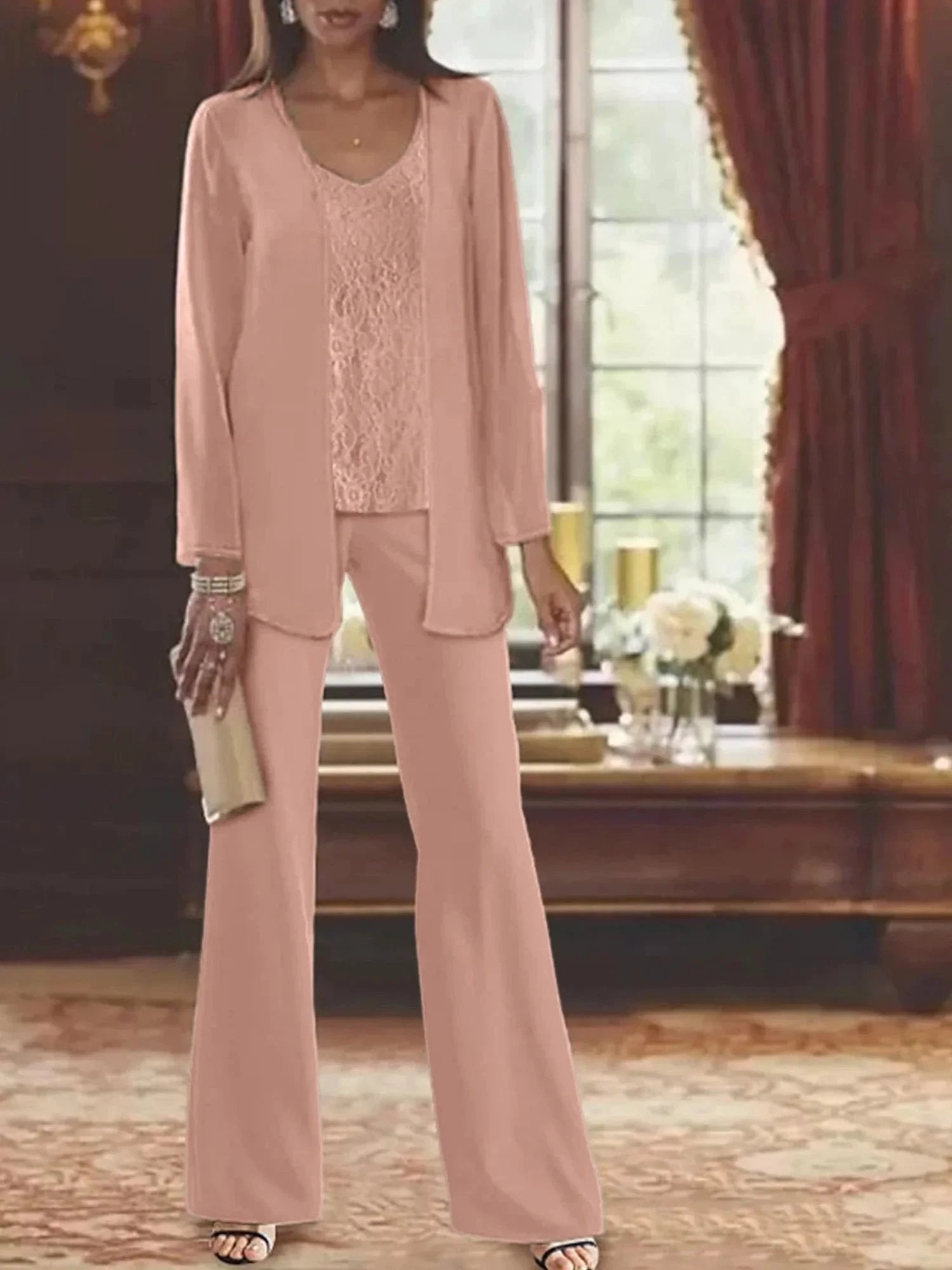 Chiffon Mother of the Bride Pantsuits with Jacket by Dreamylily