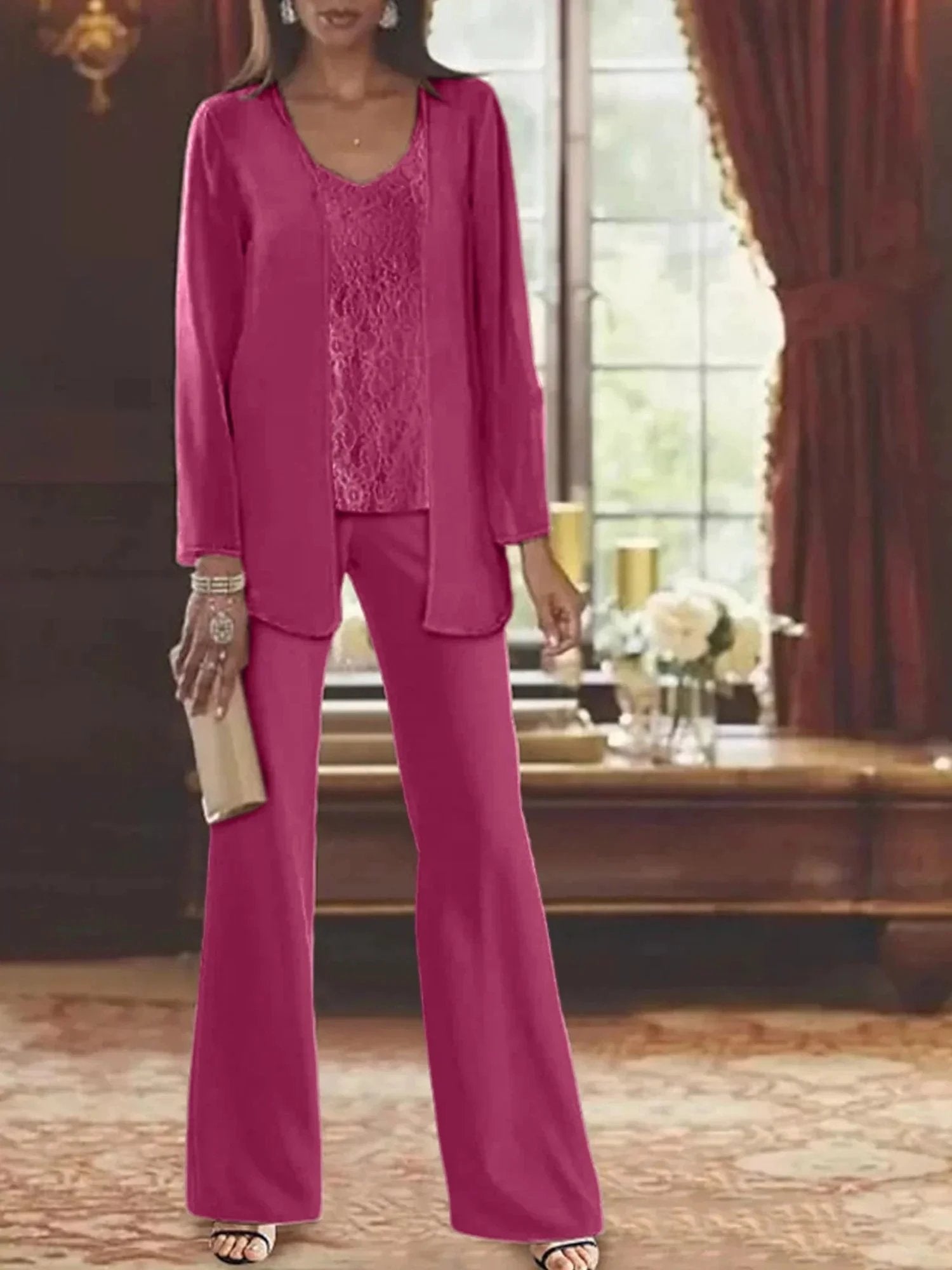 Chiffon Mother of the Bride Pantsuits with Jacket by Dreamylily