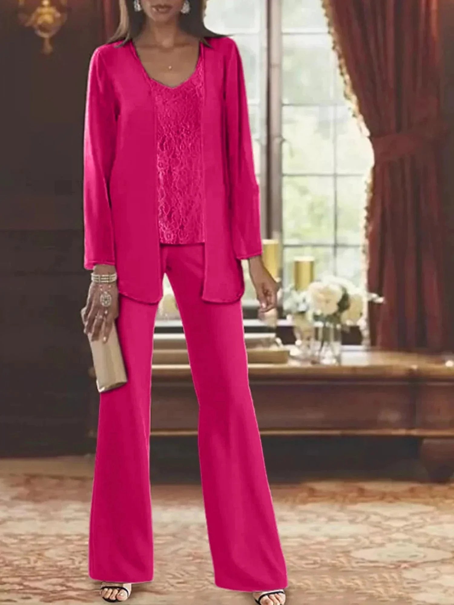 Chiffon Mother of the Bride Pantsuits with Jacket by Dreamylily