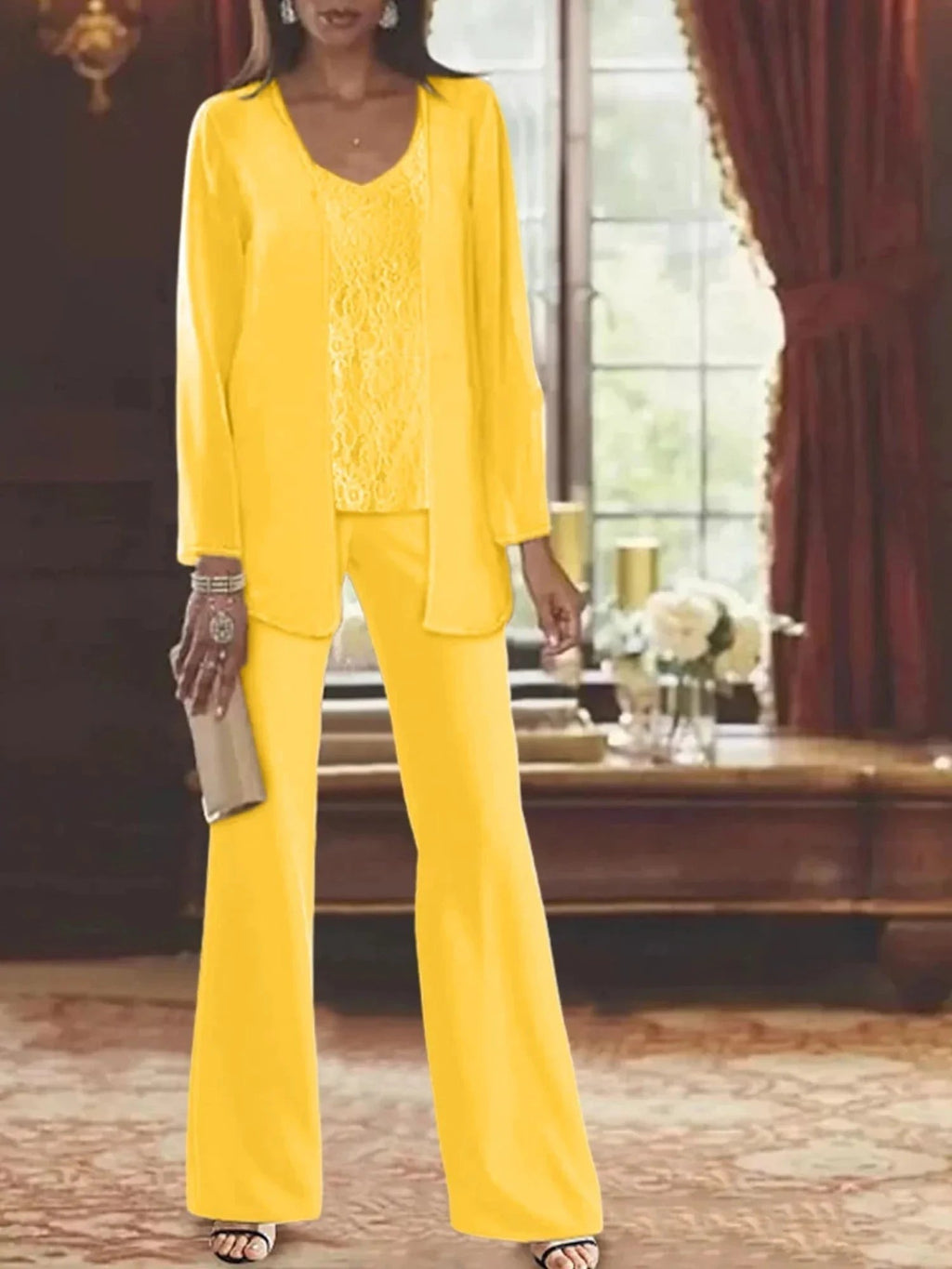 Chiffon Mother of the Bride Pantsuits with Jacket by Dreamylily