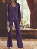 Chiffon Mother of the Bride Pantsuits with Jacket by Dreamylily