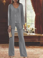 Chiffon Mother of the Bride Pantsuits with Jacket by Dreamylily