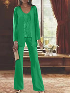 Chiffon Mother of the Bride Pantsuits with Jacket by Dreamylily