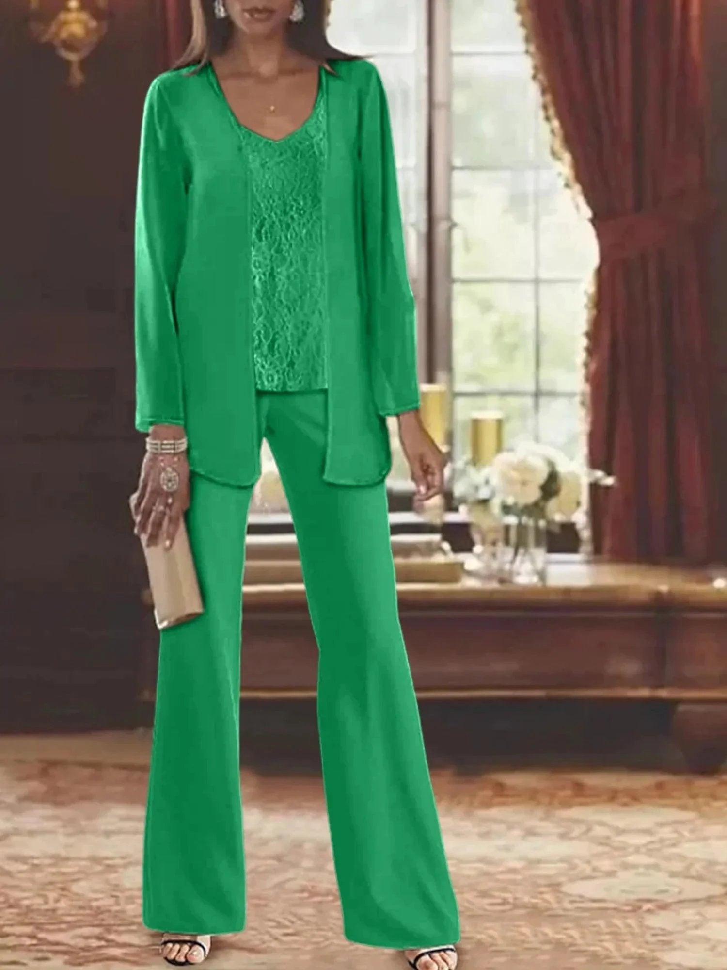 Chiffon Mother of the Bride Pantsuits with Jacket by Dreamylily