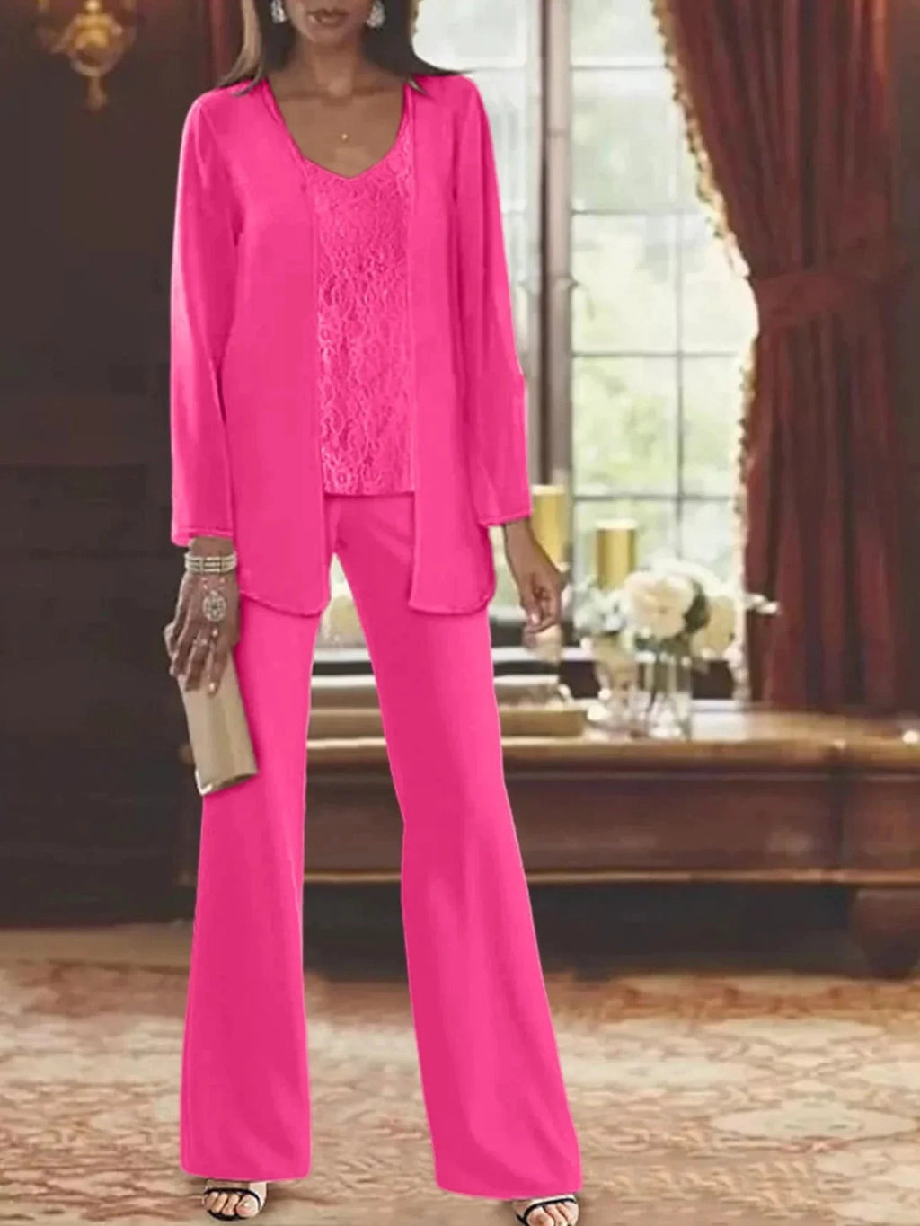 Chiffon Mother of the Bride Pantsuits with Jacket by Dreamylily