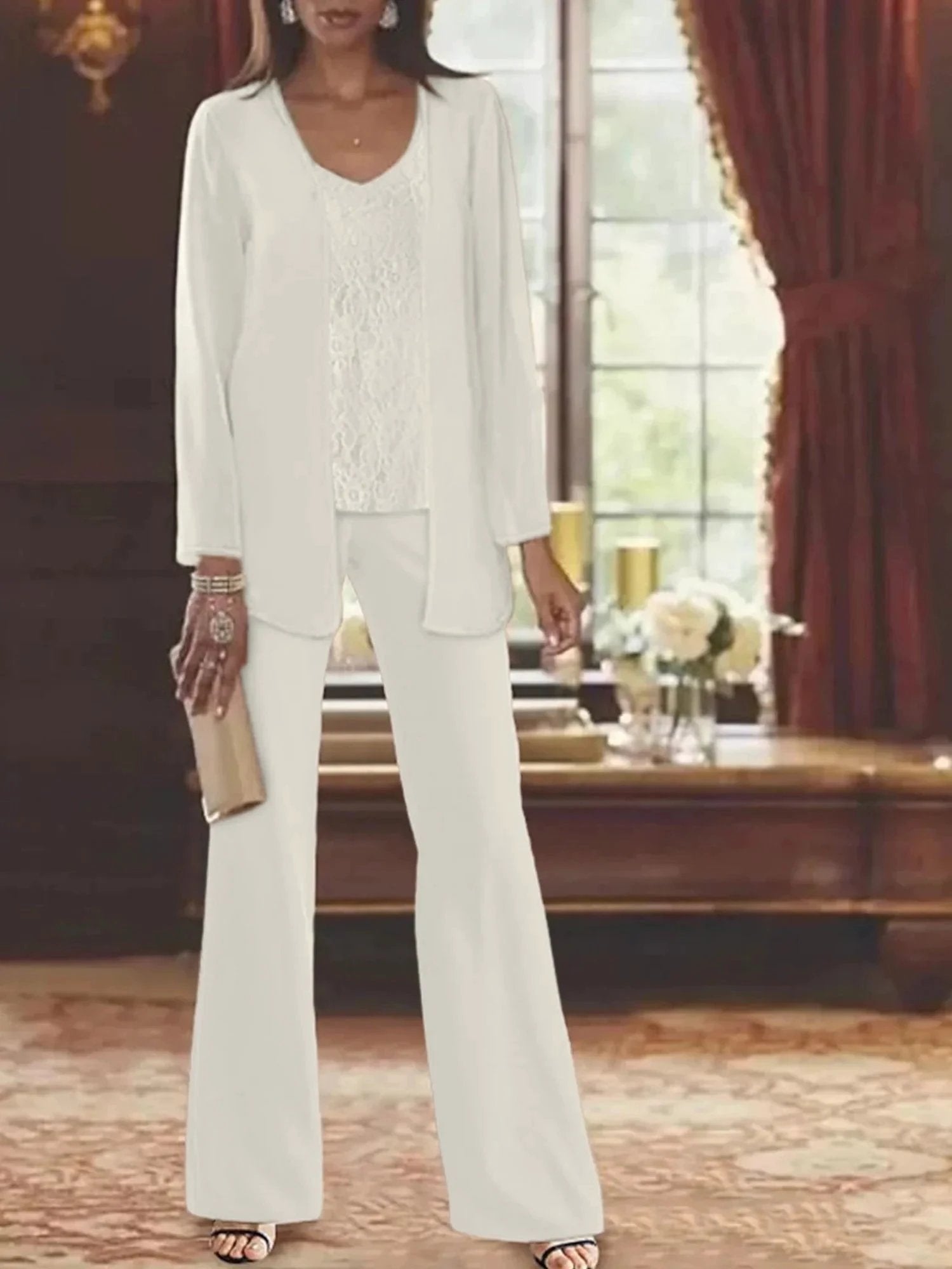 Chiffon Mother of the Bride Pantsuits with Jacket by Dreamylily